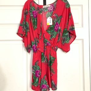 NWT hot pink Flower Romper
